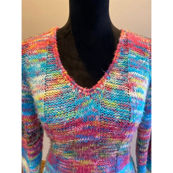 Bobbie Brooks Women’s Sweater  Size Medium Rainbow Colors Fuzzy Soft Knit - Picture 3 of 10